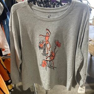 Gray Halloween Sweatshirt with Skeleton Dancer and Floral Design